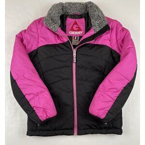 Gerry Full Zip Jacket Girl’s M(10-12) Insulated Faux Fur Collar Pink Coat